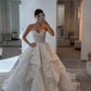 Stunning 3D Floral A Line Sweetheart Neck White Ruffle Tulle Long Wedding Dress SH8877