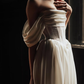 Gentle Ivory A Line Off the Shoulder Corset Lace Chiffon Prom Dress Wedding Dress SH6683