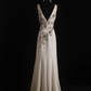 Vintage A Line V Neck Exquisite Beaded Chiffon Prom Dress Wedding Guest Dress SH5336