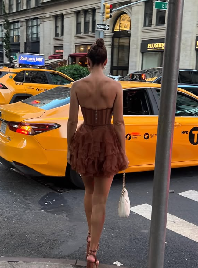 Cute A Line Sweetheart Neck Layered Brown Tulle Short Homecoming Dress SH4818