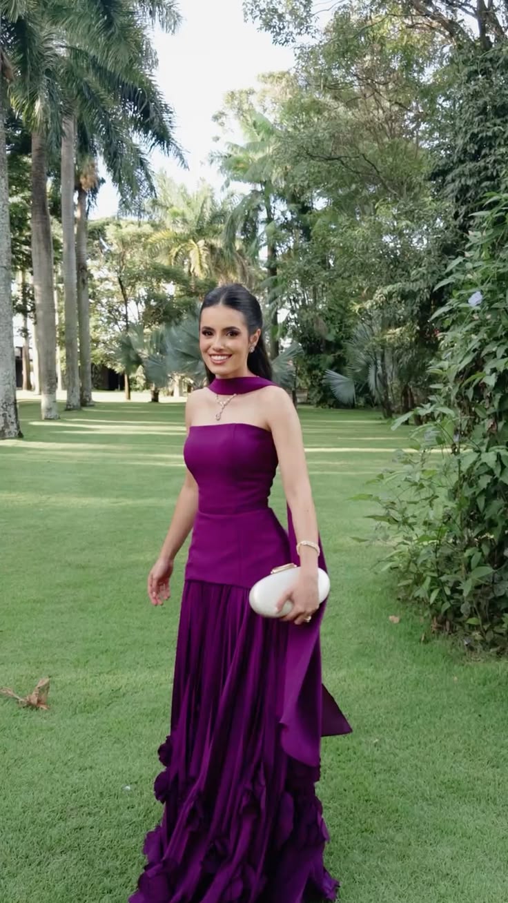 Elegant Deep Purple A Line Strapless Satin Long Prom Dress Date Dress SH7016
