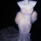 Dreamy Mermaid Sweetheart Neck Sequin Feather Satin Long Prom Dress SH3246