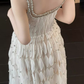 Gentle White A Line Straps Rhinestone Tulle Prom Dress Evening Dress 16th Birthday Dress SH4050