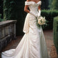 Elegant Mermaid Off the Shoulder Pleated Satin Long Sweep Wedding Dress SH4141