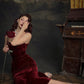 Classic Mermaid Spaghetti Strap Burgundy Velvet Tea Length Party Dress Prom Dress Formal Gown SH4306
