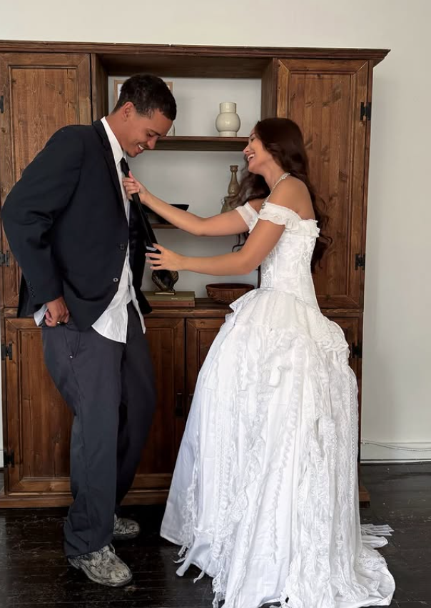 Vintage Stunning A Line Off the Shoulder White Layered Lace Satin Wedding Dress SH5417