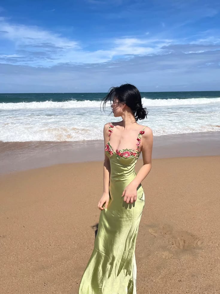 Beautiful Green Applique Long Evening Dress Prom Dress SH1002