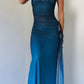Sexy Sheath Spaghetti Straps Blue Ombre Chiffon Evening Dress Party Dress SH2681
