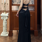 Vintage Sexy Mermaid Spaghetti Straps Black Satin Chiffon Prom Dress Graduation Prom Dress SH5274