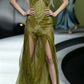 Beatuy Mermaid Sequins Lace Tulle Evening Dress Long Prom Gown with Slit SH393