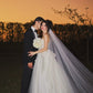 Fairy A Line Strapless 3D Floral White Tulle Long Wedding Dress SH8740