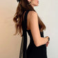 Sexy Sheath Strapless Black Satin Long Prom Dress Evening Dress SH7194