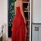 Sexy Red Chiffon Tiered Long Prom Dress A Line Slit Evening Dress SH1495
