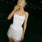 Chic Sheath Spaghetti Strap White Lace Satin Short Wedding Dress Homecoming Dress SH7559