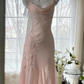 Elegant Mermaid Spaghetti Strap Beaded White Chiffon Prom Dress Graduation Prom Dress SH2560