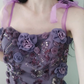 Vintage Purple A Line Strapless Flower Beaded Sequin Satin Tulle Prom Dress Gown SH2528