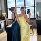 Sexy V Neck Backless Prom Dress Yellow Evening Dress SH1387