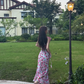 Romantic A Line Spaghetti Strap Print Floral Chiffon Prom Dress Outfits SH4486