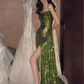 Sparkly Mermaid Strapless Long Sequin Green Prom Dress SH1317