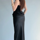 Elegant Sheath Strapless Black Satin Long Prom Dress Evening Dress SH7295