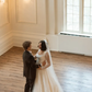 Elegant A Line Long Sleeve Square Neck White Lace Tulle Long Wedding Dress SH6196