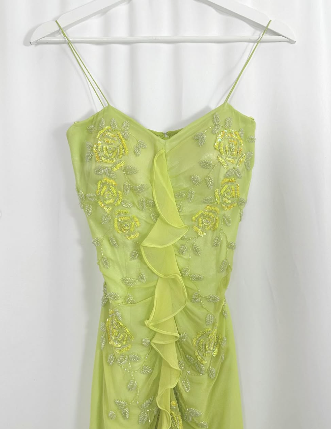 Flowy Green Ruffle Mermaid Exquisite Beaded Chiffon Prom Dress Evening Party Gowns SH3538