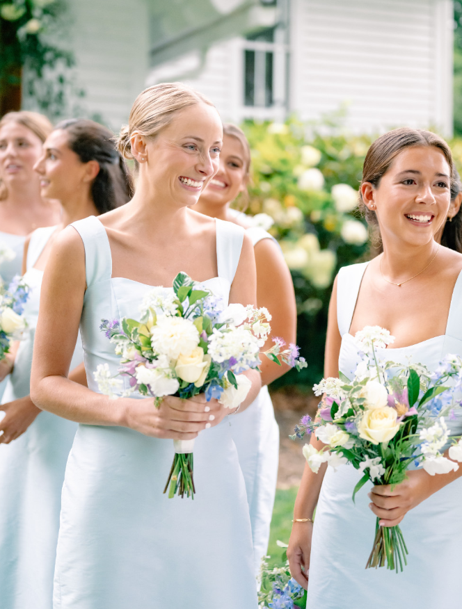 Gentle Baby Blue Sheath Strap Satin Long Bridesmaid Dress SH6305