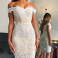 Off-Shoulder Sheath Lace Sexy Short Homecoming Dresses SH582