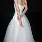 Classic A Line Strapless White Tulle Long Wedding Dress SH5958