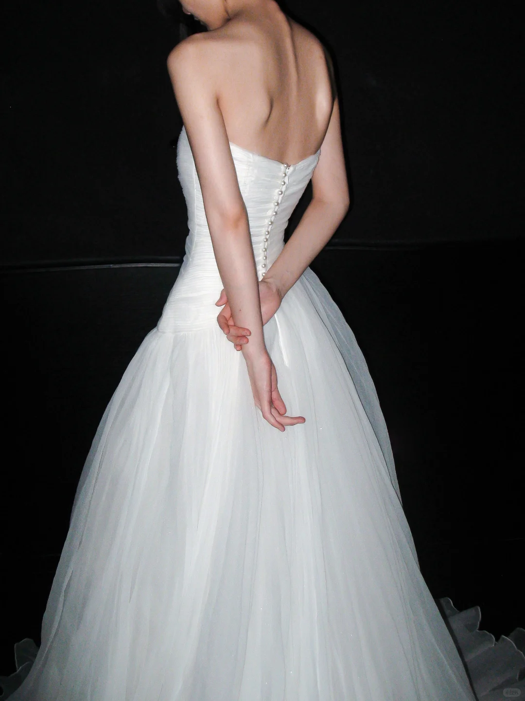 Classic A Line Strapless White Tulle Long Wedding Dress SH5958