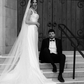 Elegant Pretty Mermaid Straps White Satin Long Sweep Wedding Dress SH4856