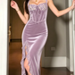 Sexy Slit Velvet Lace Long Prom Dress Evening Dress SH900