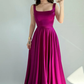 Simple Pink A Line Spaghetti Straps Satin Prom Dress Date Dress SH5550