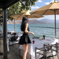 Sexy Black A Line Spaghetti Strap Satin Short Homecoming Dress Outfits SH5833