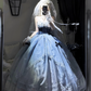 Stunning Blue Bow A Line Lace Tulle Lolita Goth Boning Dress Prom Dress SH4911