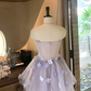 Dreamy Purple A Line Strapless Floral Tulle Short Prom Dress Homecoming Dress SH7177