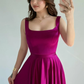 Simple Pink A Line Spaghetti Straps Satin Prom Dress Date Dress SH5550