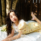 Cute A Line Puff Print Floral Lace Yellow Chiffon Summer Dress Party Dress Outfits SH4175