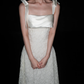 Sweety Bow A Line Straps White Lace Satin Long Wedding Dress SH5975