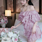 Cute A Line Off the Shoulder Pink Layered Chiffon Short Homecoming Dress Outfits SH4679