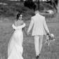 Simple Mermaid Off the Shoulder White Satin Long Sweep Wedding Dress SH2090