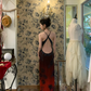 Vintage Burgundy Ombre Sheath Halter Beaded Chiffon Open Back Prom Dress 16th Birthday Dress SH4402
