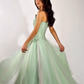 Fairy Green A Line Strapless Exquisite Beaded Tulle Prom Dress Evening Dress SH6753