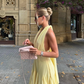 Yellow A Line V Neck Lace Chiffon Short Prom Dress Homecoming Dress SH7172