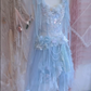 Baby Blue A Line Straps Floral Beaded Tulle Short Prom Dress 16th Birthday Dress SH4263
