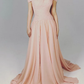 Pink Elegant A Line Off the Shoulder Beaded Chiffon Long Evening Dress Prom Dress SH3937