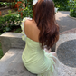 Fairy Vintage Green Mermaid Exquisite Floral Chiffon Prom Dress Wedding Guest Dress SH5387