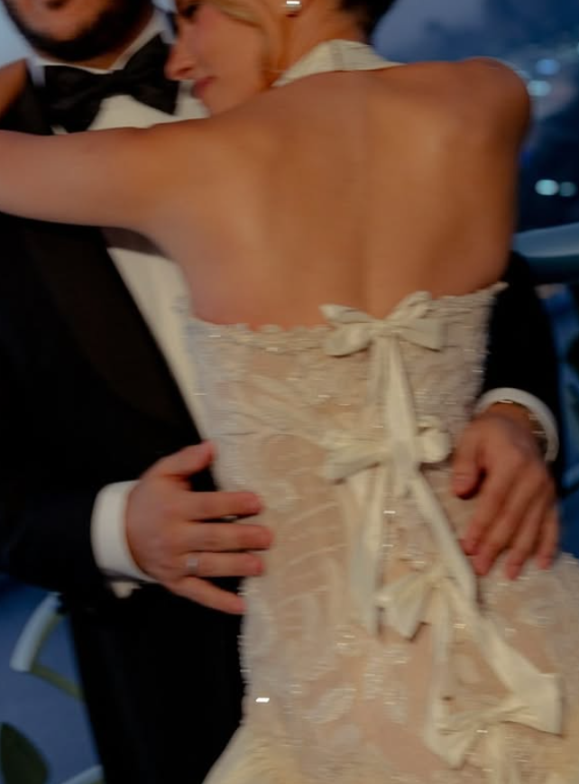 Vintage Ball Gown Halter Bow Exquisite Rhinestone White Satin Long Wedding Dress SH4938