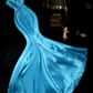 Stunning Mermaid Sweetheart Neck Beaded Sequin Blue Satin Long Prom Dress Evening Dress SH3157