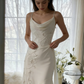 Elegant Mermaid Spaghetti Strap Beaded White Chiffon Prom Dress Graduation Prom Dress SH2560